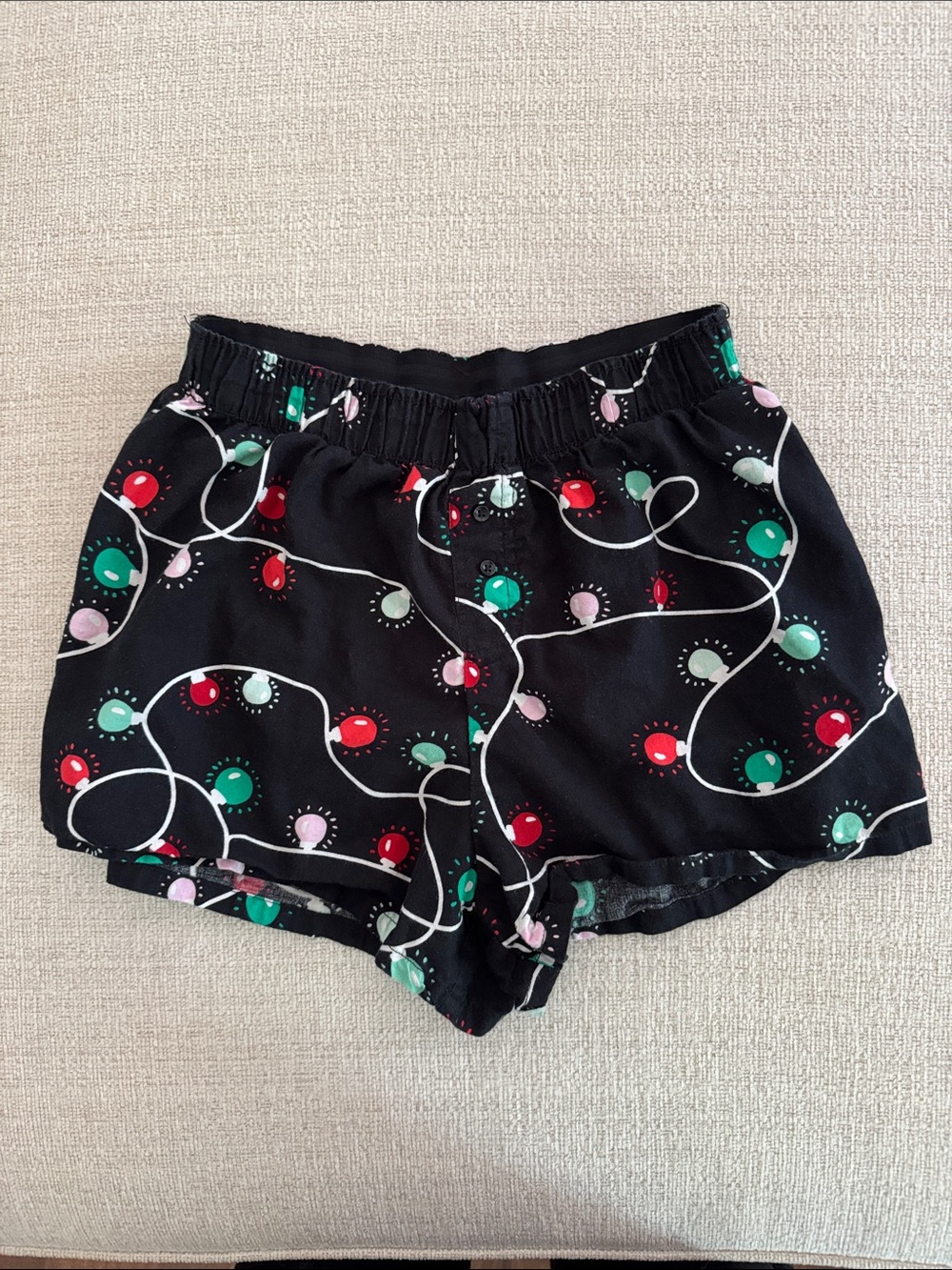 Colsie Black lounge boxer Shorts with Red, Green & Pink Light-Bulb Print